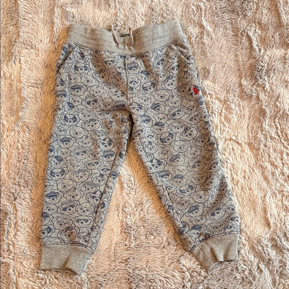 Polo by Ralph Lauren Gray Sweatpants Joggers with Navy Polo Bear Print 3t